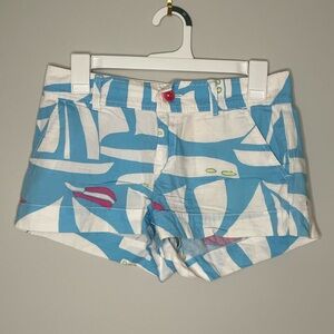 Lilly Pulitzer Callahan Blue White 100% Cotton Casual Summer Shorts
